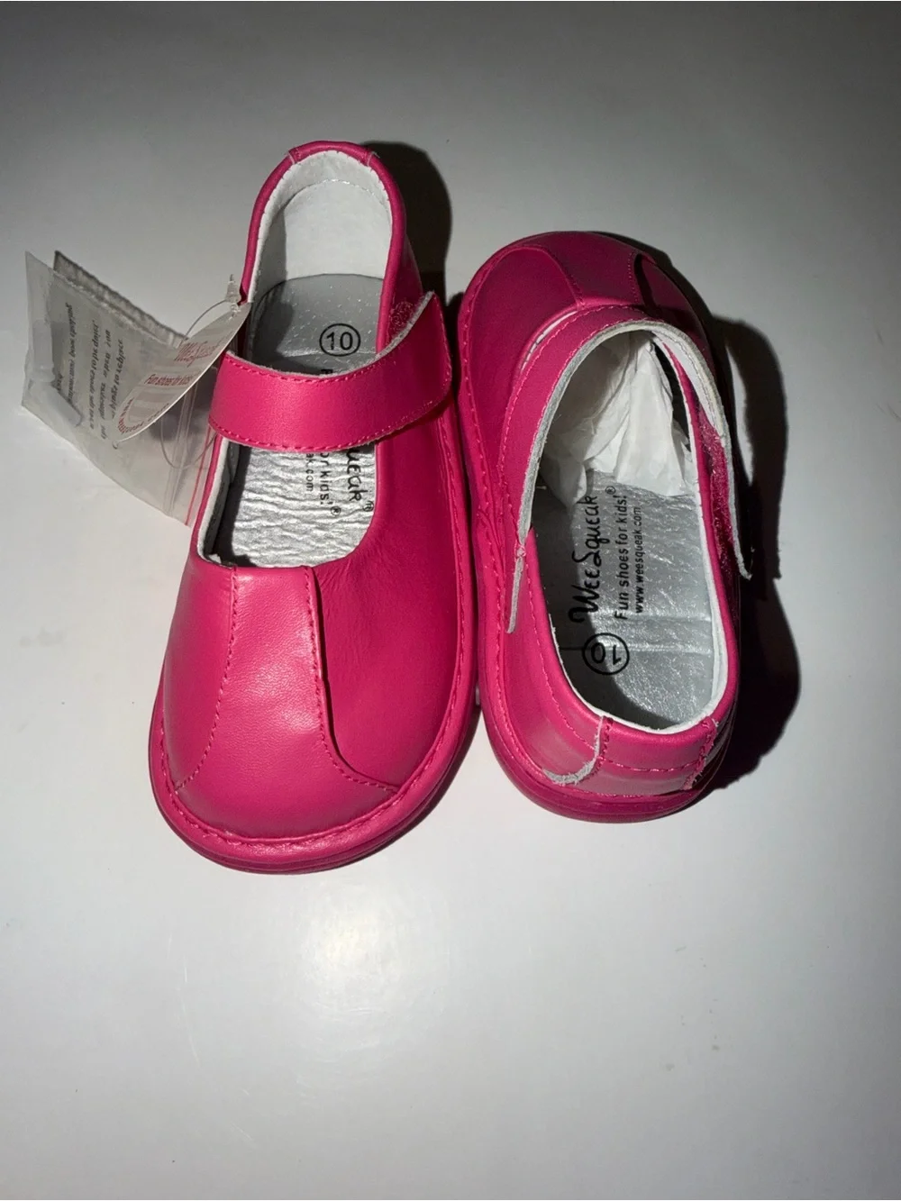 Wee Squeak Hot Pink Leather Squeaker Mary Janes